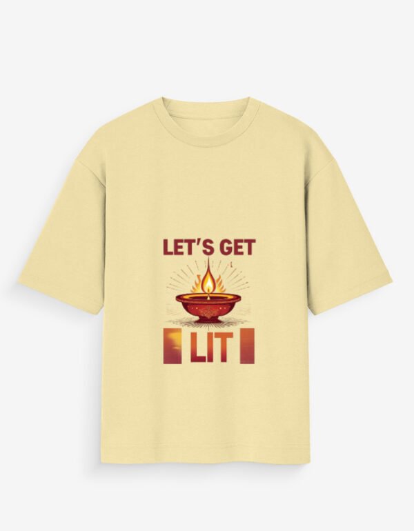 Let’s Get Lit Diwali T-shirt – Unisex Oversized Festive Tee