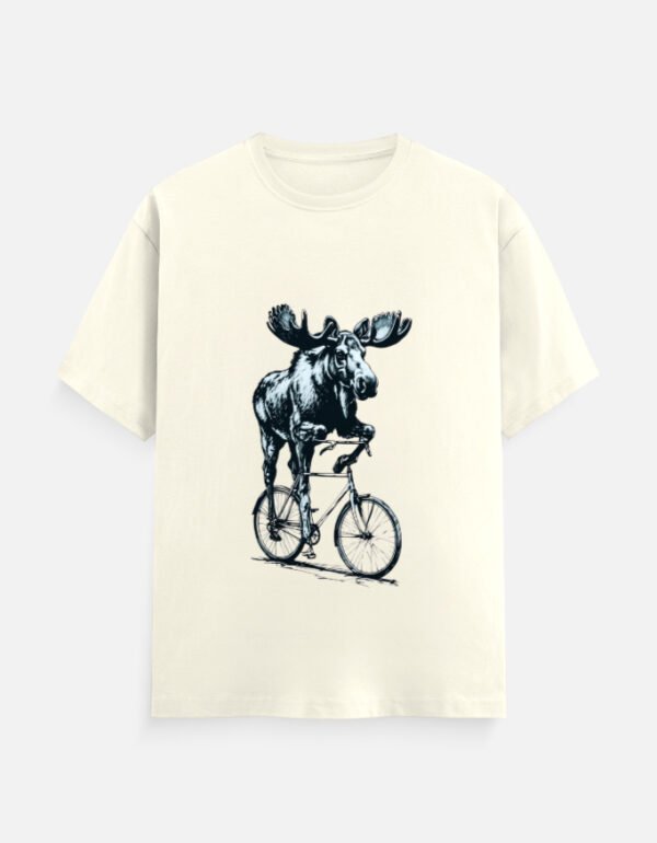 Men’s Casual Crew T-Shirt – Moose on a Bike Graphic Edition